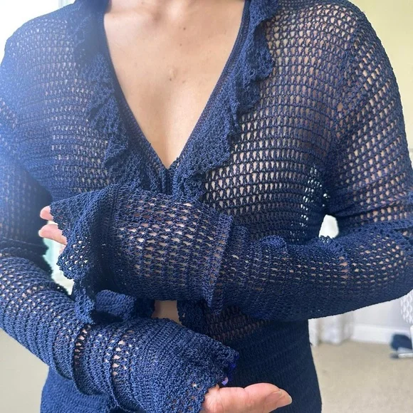 Knitted Ruffled Cardigan - Picture 2 of 5